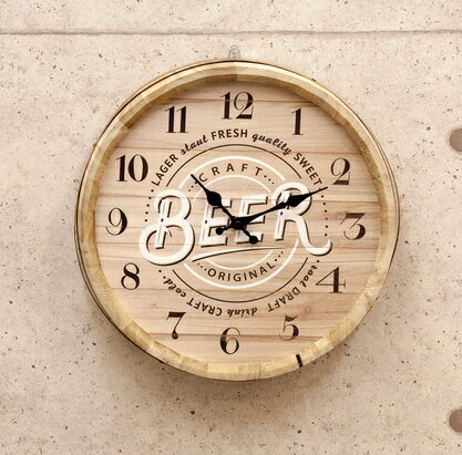 ビール樽モチーフ 壁掛時計 バレルトップウォールクロック BEER 掛け時計 リビング インテリア 樽 ビール 時計 BTWC19001 送料無料