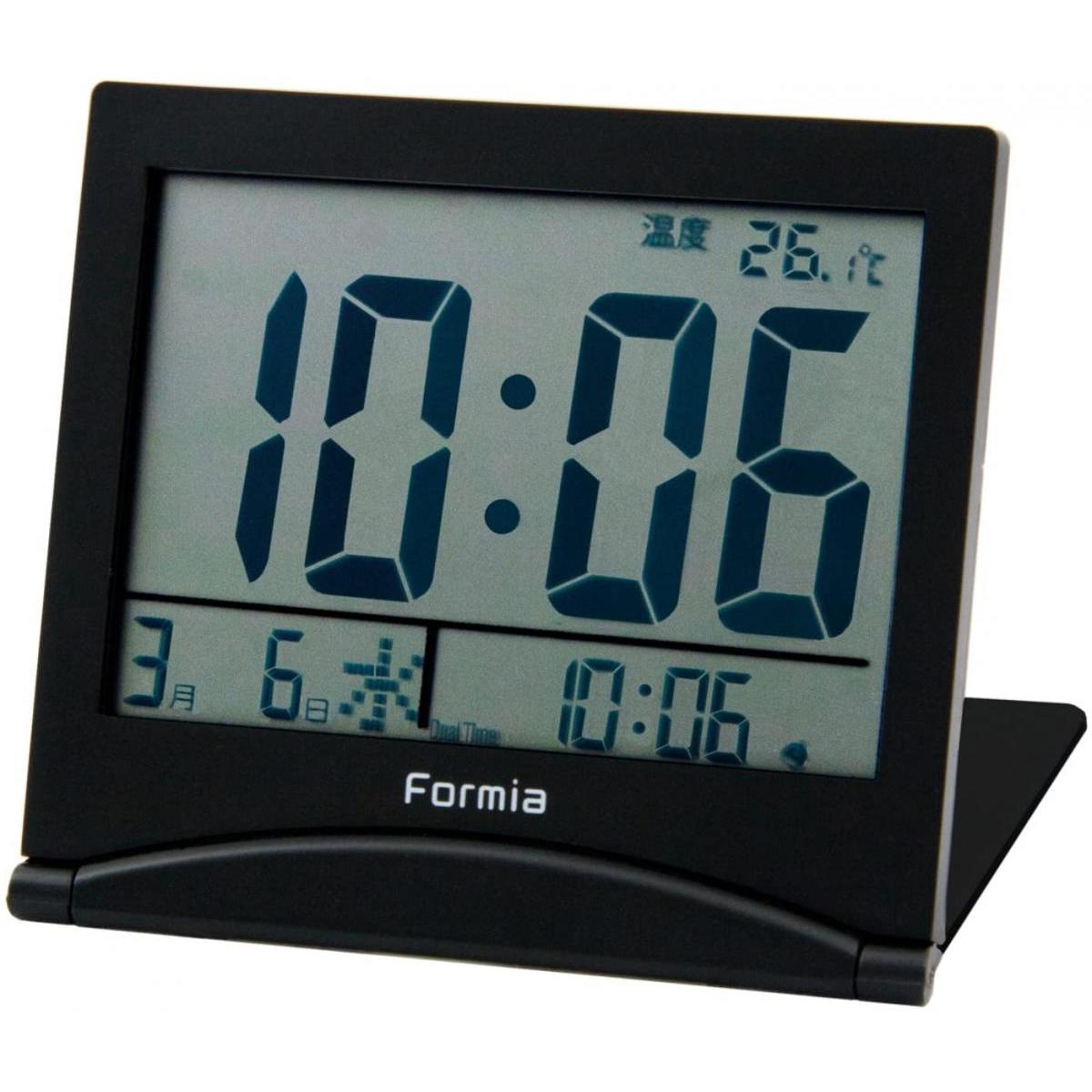 FORMIA　目覚まし時計　デジタル 折りたたみトラベルクロック　ブラック　HT-006(3)