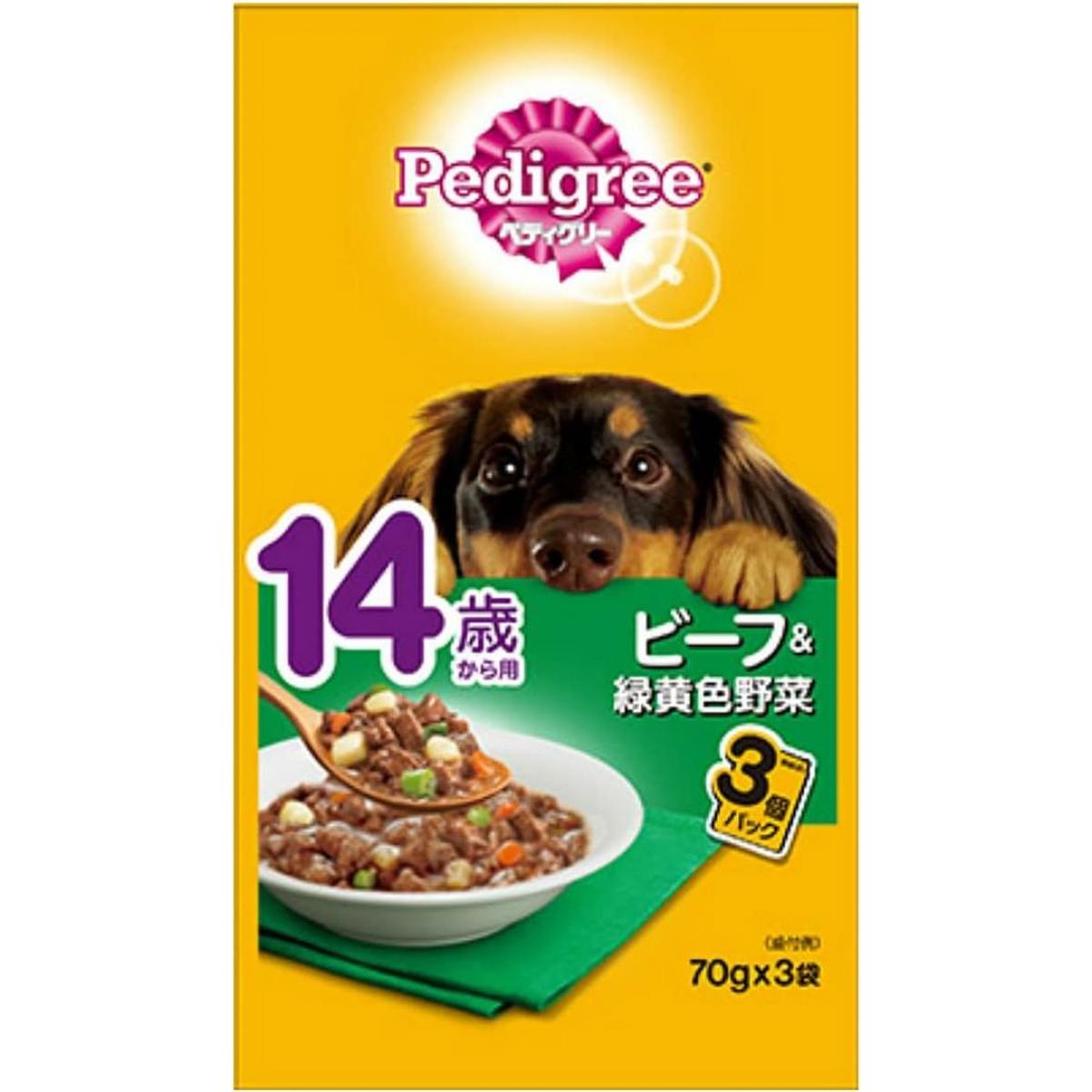 Rakuten - ペディグリー 14歳から用 ビーフ＆緑黄色野菜 70g×3袋