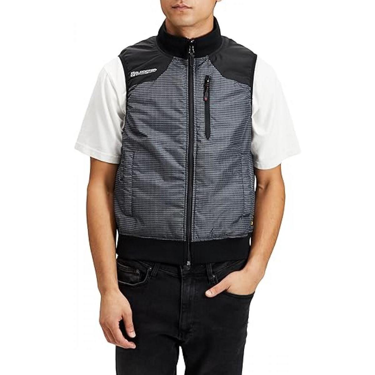 コーコス信岡 GLADIATOR リバーシブル 防寒 ベスト グリッド ブラック 4L G-9909 防風 保温性 オックス ボアフリース 胸ポケット