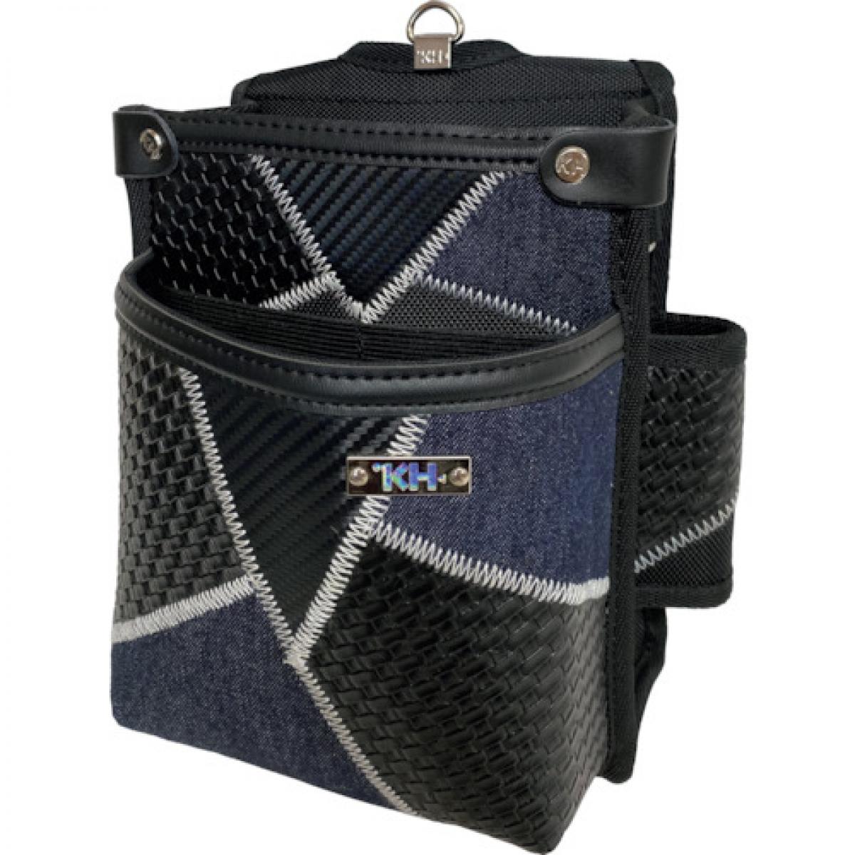 Rakuten - KH フランケン 基陽 ギャザーフランケン 腰袋 2段 紺 FKWB0008N デニム 工具差し 工具収納 ホルダー ポケット2段 左右ホルダー付き