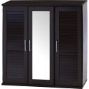 【i】不二貿易 下駄箱 シューズボックス ミラー付 ルーバータイプ ブラウン 86192 可動棚 玄関収納 靴箱 【代引不可/北海道・沖縄・離島不可】