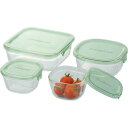 イワキ iwaki 耐熱ガラス 保存容器 グリーン 4個セット パック&レンジ PSC-PRN4G1 ガラス 保存 レンチン