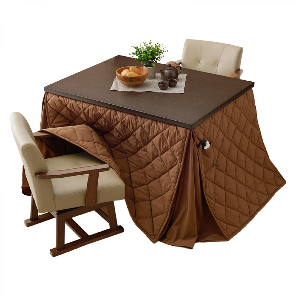 【I】 萩原(Hagihara) KOT-7311DBR-105+マロン+KC-7589DBR ダイニングコタツ・ふとん・チェア4点セット 新生活 インテリア 家具おしゃれ