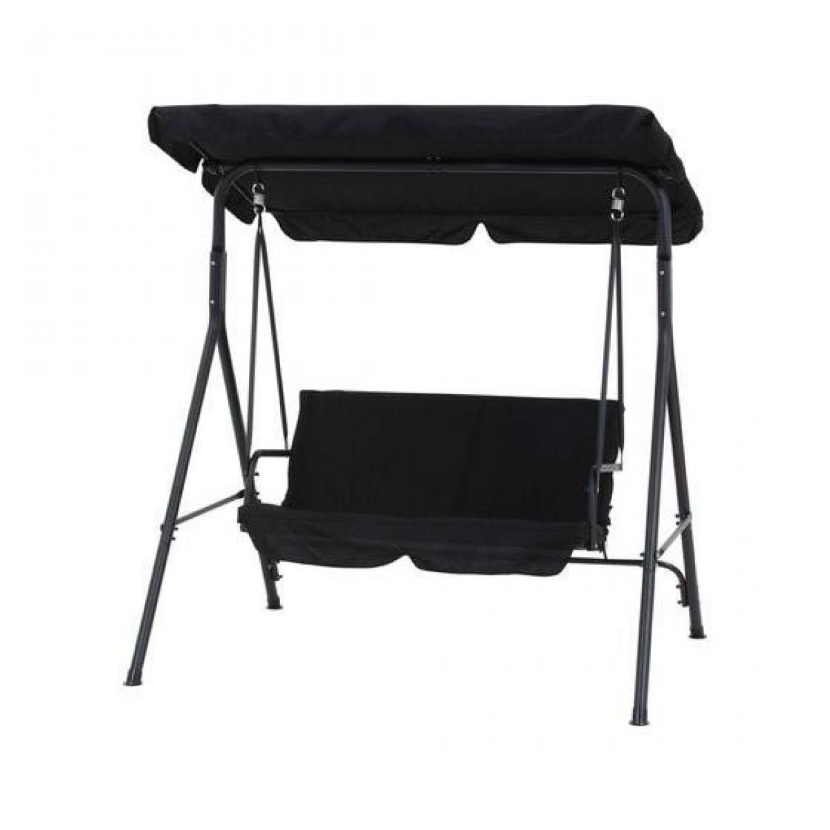 【I】不二貿易 ブランコ 2人掛け 屋外用 38702 ブラック 屋根付き クッション座面 ガーデン 庭 ファニ..