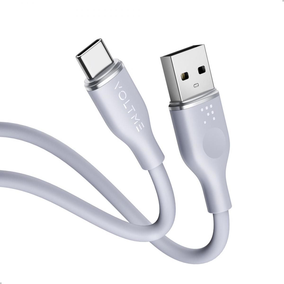 VOLTME ボルトミー 充電ケーブル QC3.0対応 USB-A＆USB-C 60W 1m グレー C2124 AtoC 高速充電 シリコン USB ケーブル