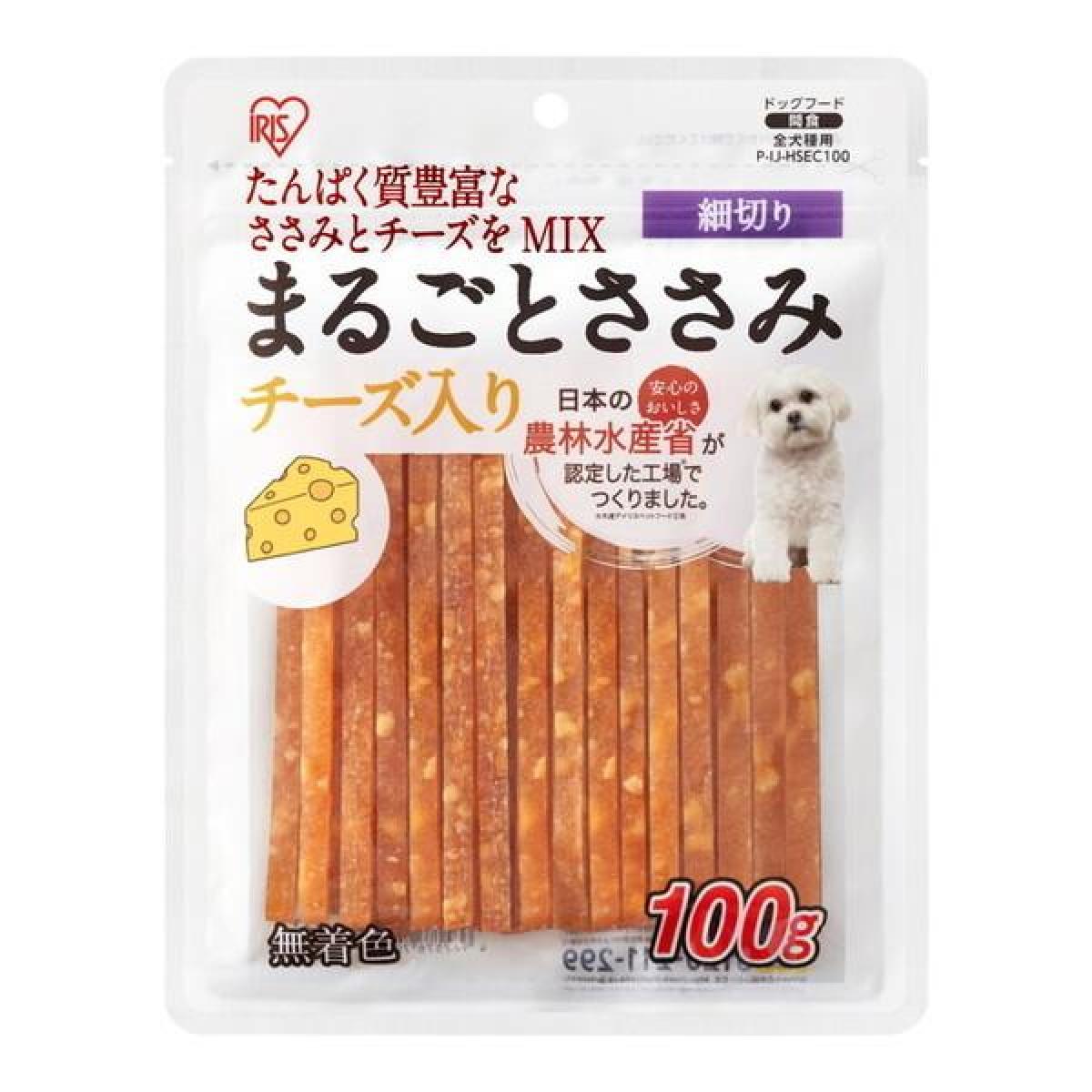 アイリスオーヤマ まるごとささみジャーキー 細切り チーズ入り 100g P-IJ-HSEC100 無着色 愛犬用 犬 おやつ ごほうび シニア犬 小型犬