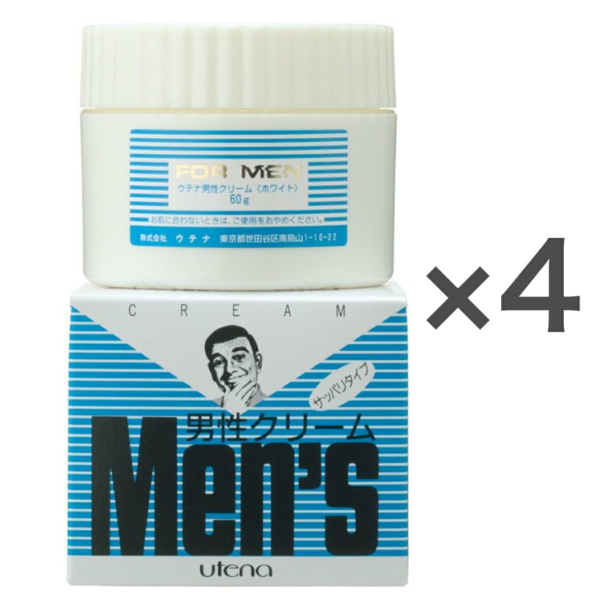 【まとめ買い】ウテナ 男性クリーム 60g×4個 さっぱり メンズ 微香性 保湿 肌あれ対策 髭剃り スキンケア クリーム 無着色 シリコーンフリー 合成着色料...