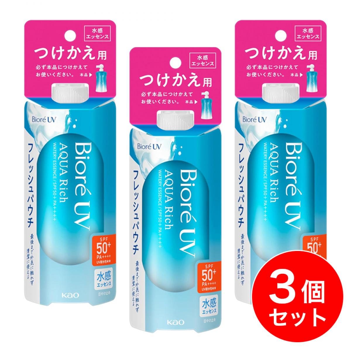 【まとめ買い】花王 ビオレ UV アクアリッチ ウォータリーエッセンス 120g×3個セット つけかえ用 日焼け止め SPF50+ PA++++ スーパーウォー...
