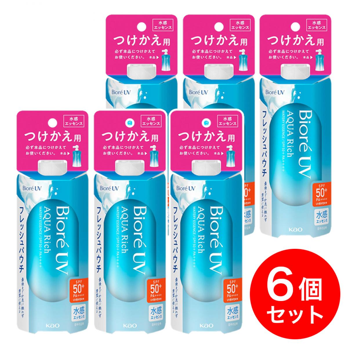 【まとめ買い】花王 ビオレ UV アクアリッチ ウォータリーエッセンス 120g×6個セット つけかえ用 日焼け止め SPF50+ PA++++ スーパーウォータープルーフ