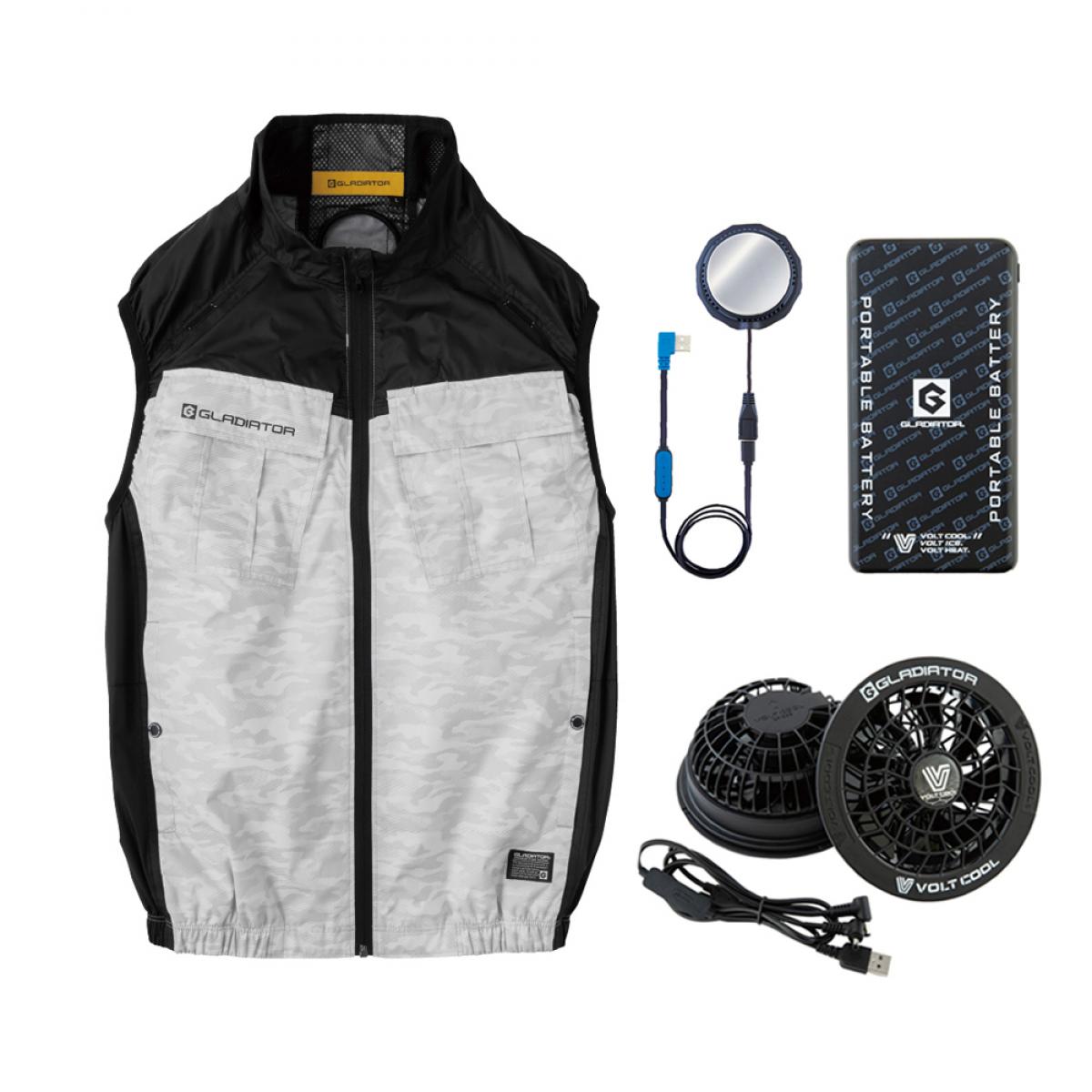 【在庫有・即納】コーコス信岡 ボルトクール ベスト ペルチェ セット ディアゴホワイト XXL G254149 空調 猛暑 夏 作業着 作業服 ファン・バッテリー付 VOLTCOOL