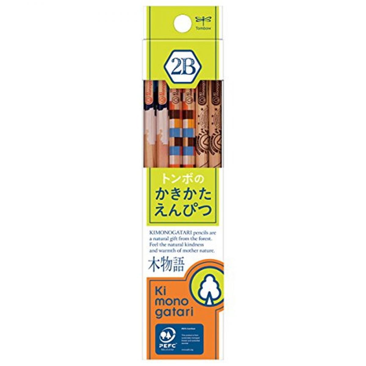 トンボ鉛筆 鉛筆 F木物語 かきかた 2B 黄緑柄 1ダース KB-KF02-2B