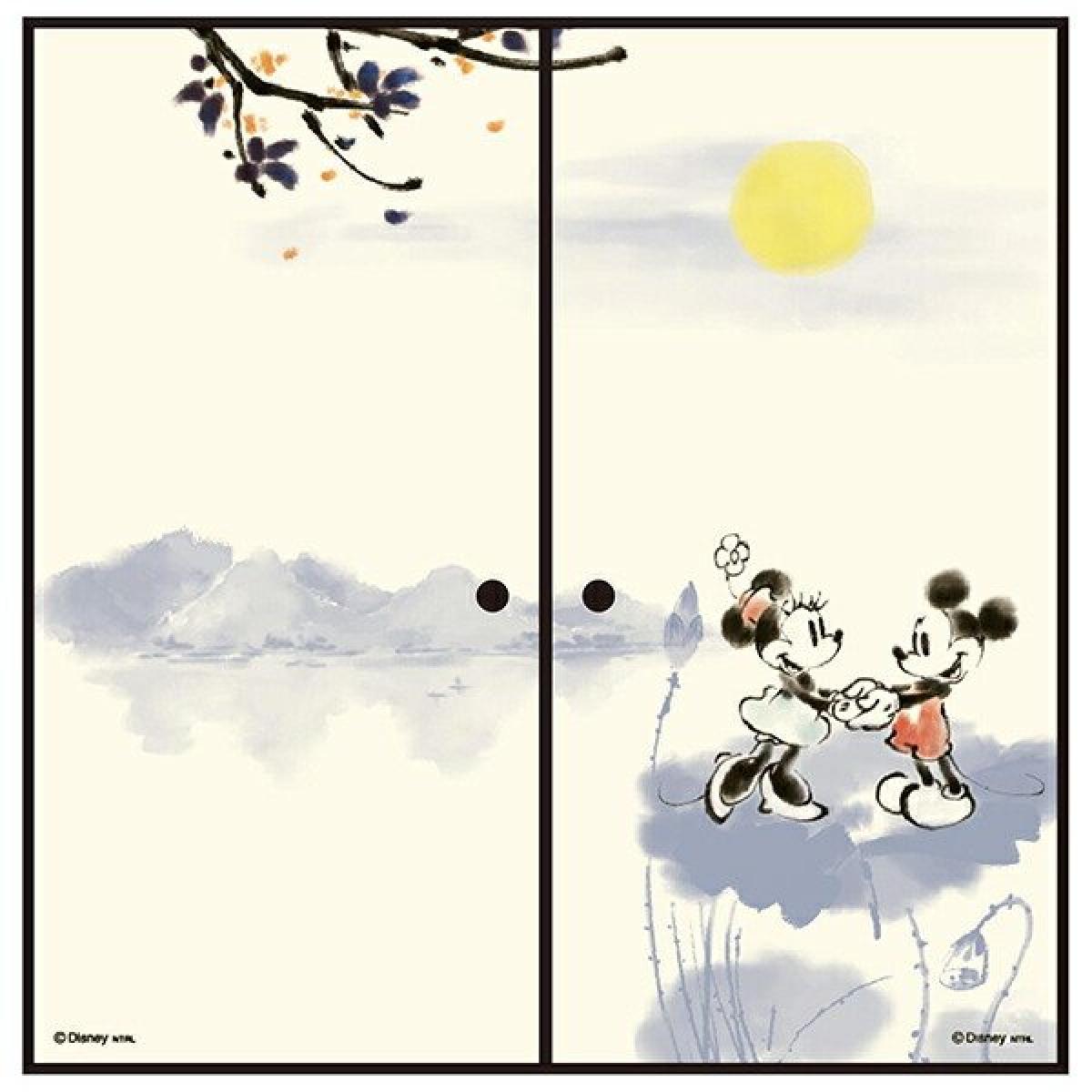 アサヒペン ふすま紙 ディズニー ミッキー&ミニー 墨絵 NTLD-005F 92cm×182cm 2枚組 襖紙 襖張り替え ..