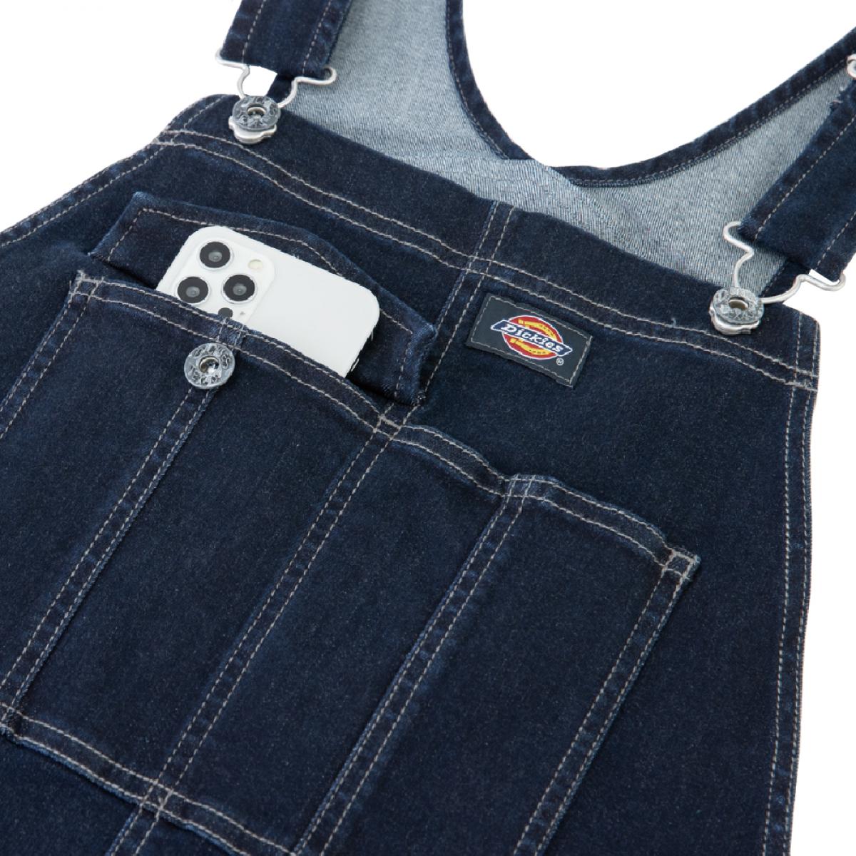 Dickies ストレッチ シルキーデニム オーバーオール インディゴ XL D-689 ディッキーズ 作業着 作業服 デニム