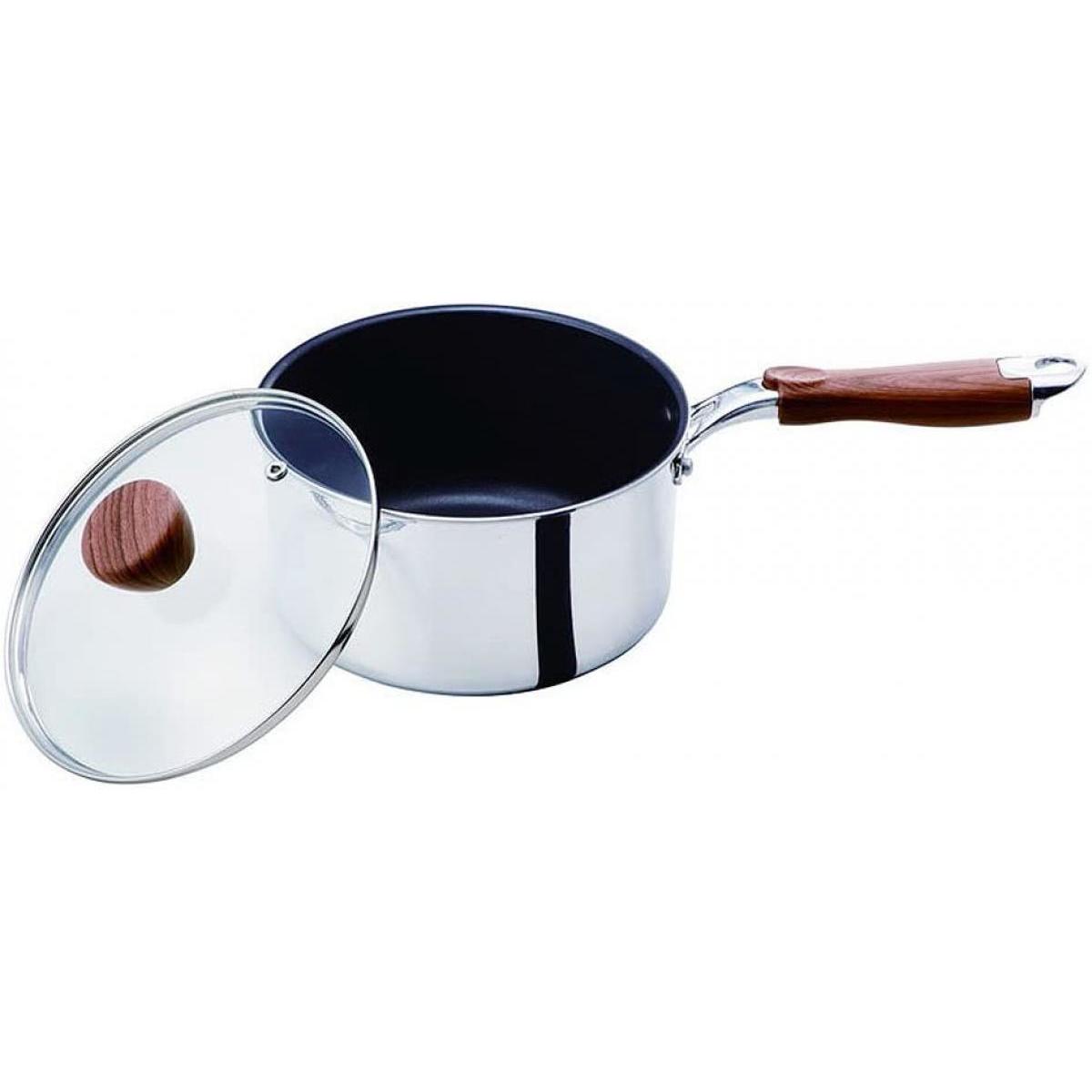 ベストコ ソースパン ミラー 18cm フィライト ND-5542 小鍋 鍋 片手鍋 IH オール熱源 フタ付 焦げ付きにくい 耐摩耗性 ふっ素樹脂加工