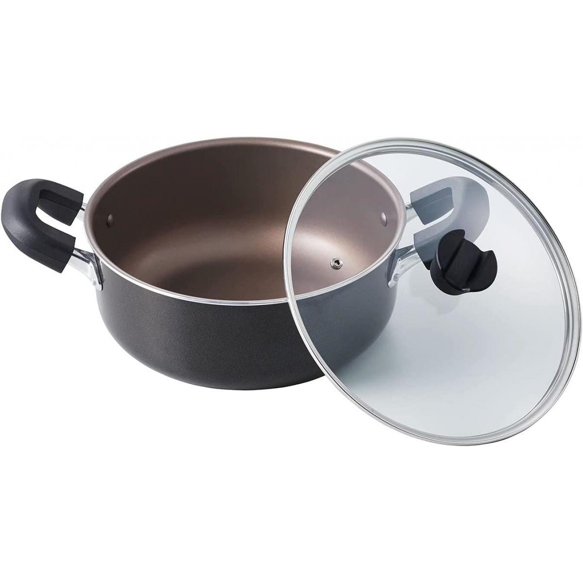 ベストコ IH対応 大きくて洗いやすい 大型鍋 26cm ND-8221　ガラス蓋付き オール熱源対応 キャセロール 両手鍋