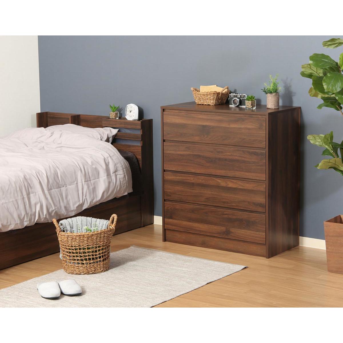 【I】不二貿易 工具不要4段チェスト ミディアムブラウン 新生活【代引不可/北海道・沖縄・離島不可】 [2]