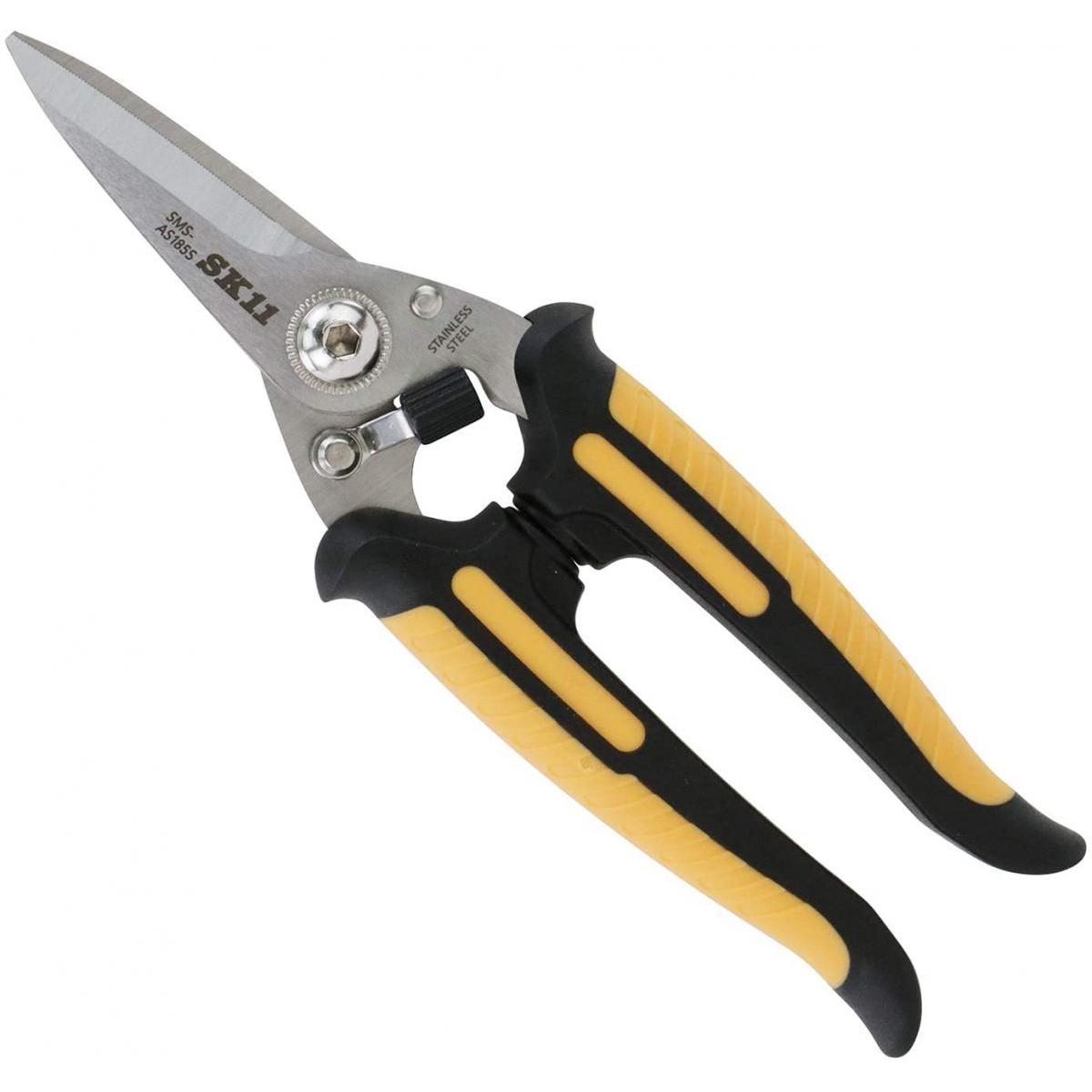 SK11 万能はさみ オールステンレス ショート 全長約185mm SMS-AS185S 鋏 ハサミ 万能ハサミ 絨毯 敷物カット 切断