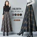 ロングスカート 秋冬 チェック柄 スカート ロング ミモレ丈 レディース Aライン 大きいサイズ フレアスカート ギャザースカート プリーツスカート ボトムス 秋 秋物 ロングスカート シンプル きれいめ ハイウエスト 大人 可愛い