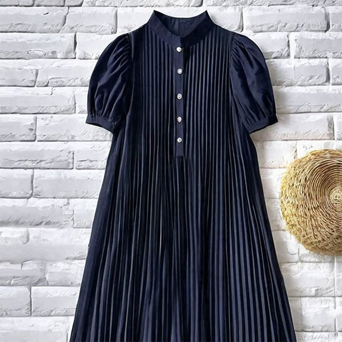 ロングワンピース ギャザーワンピース レディース 半袖 シンプル 体型カバー ミモレ丈 ゆるっと ミモレ 無地 春 夏 カジュアル 大人可愛い ハイネック 妊娠服 マタニティ 送料無料 30代 40代 50代