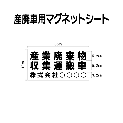 産廃車マグネットシート 産業廃棄物収集運搬車　008　自社運搬用（事業者名のみ ）サイズ 横幅35cm 高さ18cm（入数 1…