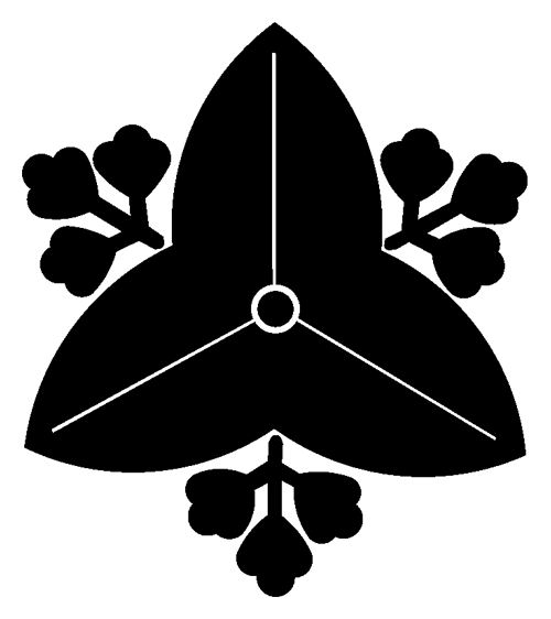 家紋ステッカー　039　向こう花沢瀉　13cmサイズ