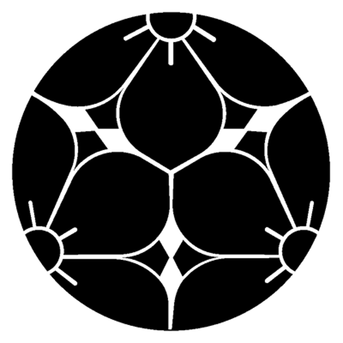 家紋ステッカー　103　3つ割り八重桔梗　13cmサイズ