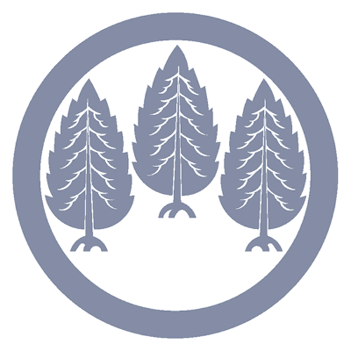 家紋ステッカー　142　丸に三本杉　20cmサイズ