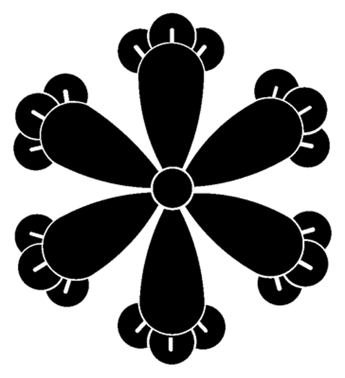 家紋ステッカー 167 六つ細丁子 13cmサイズ