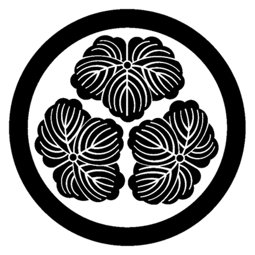 家紋ステッカー 191 丸に尻合わせ三つ蔦 20cmサイズ