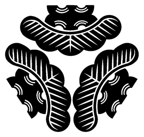 家紋 ステッカー 「頭合わせ三つ松」 20cmサイズ　家紋番号-255