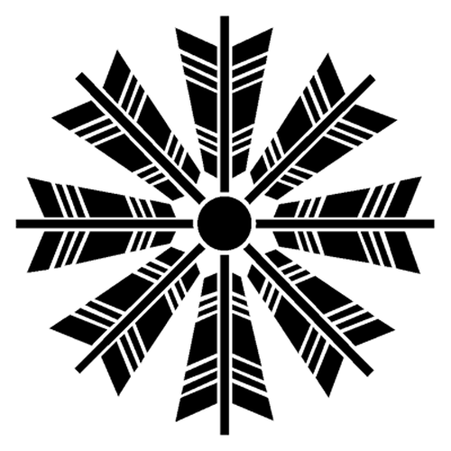 家紋 ステッカー 「八つ矢車」 20cmサイズ　家紋番号-279