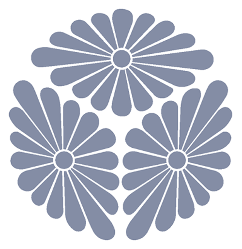 家紋ステッカー　086　三つ寄せ菊菱　13cmサイズ