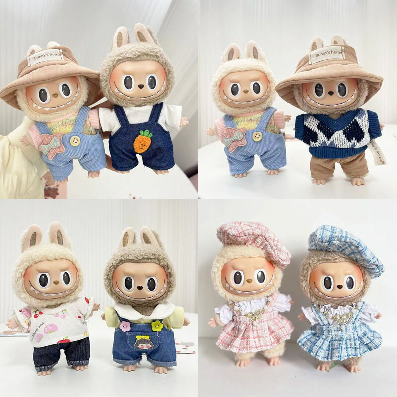 THE MONSTERS Exciting Macaron ぬいぐるみ用服 LABUBU ラブブ マカロン洋服/ズボン/靴/ネクタイ/帽子/スーツ ぬいぐるみ 服 17cm ぬいぐるみ 服セット