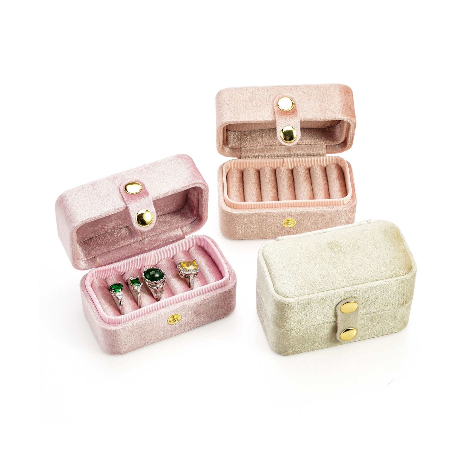 Rakuten - ミニジュエリーボックス 携帯用 小箱 持ち運び コンパクト ジュエリー 宝石箱 ジュエリー収納 アクセサリーケース 小物入れ 指輪 ピアスケース 旅行 出張