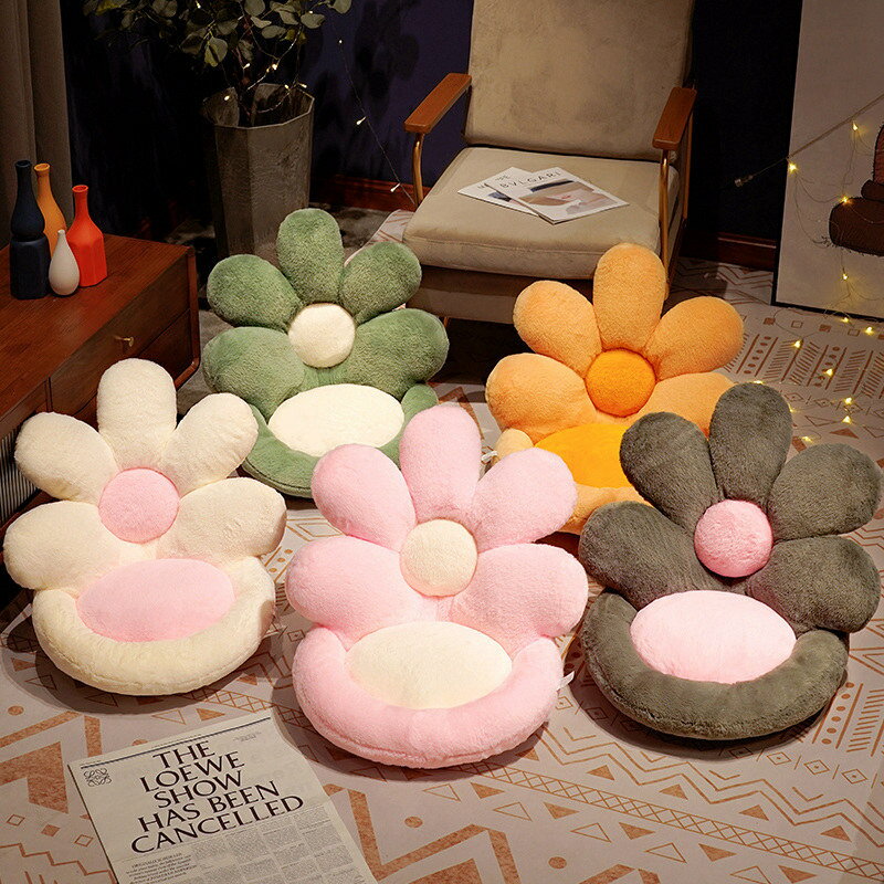 Rakuten - 花クッション シートクッション チェアクッション フロアクッション 抱き枕 柔らかい かわいい ふわふわ 快適 ファッション インテリア 装飾 癒し用品 家を装飾する 四季通用 両面使用 オフィス用クッション 椅子 家を装飾