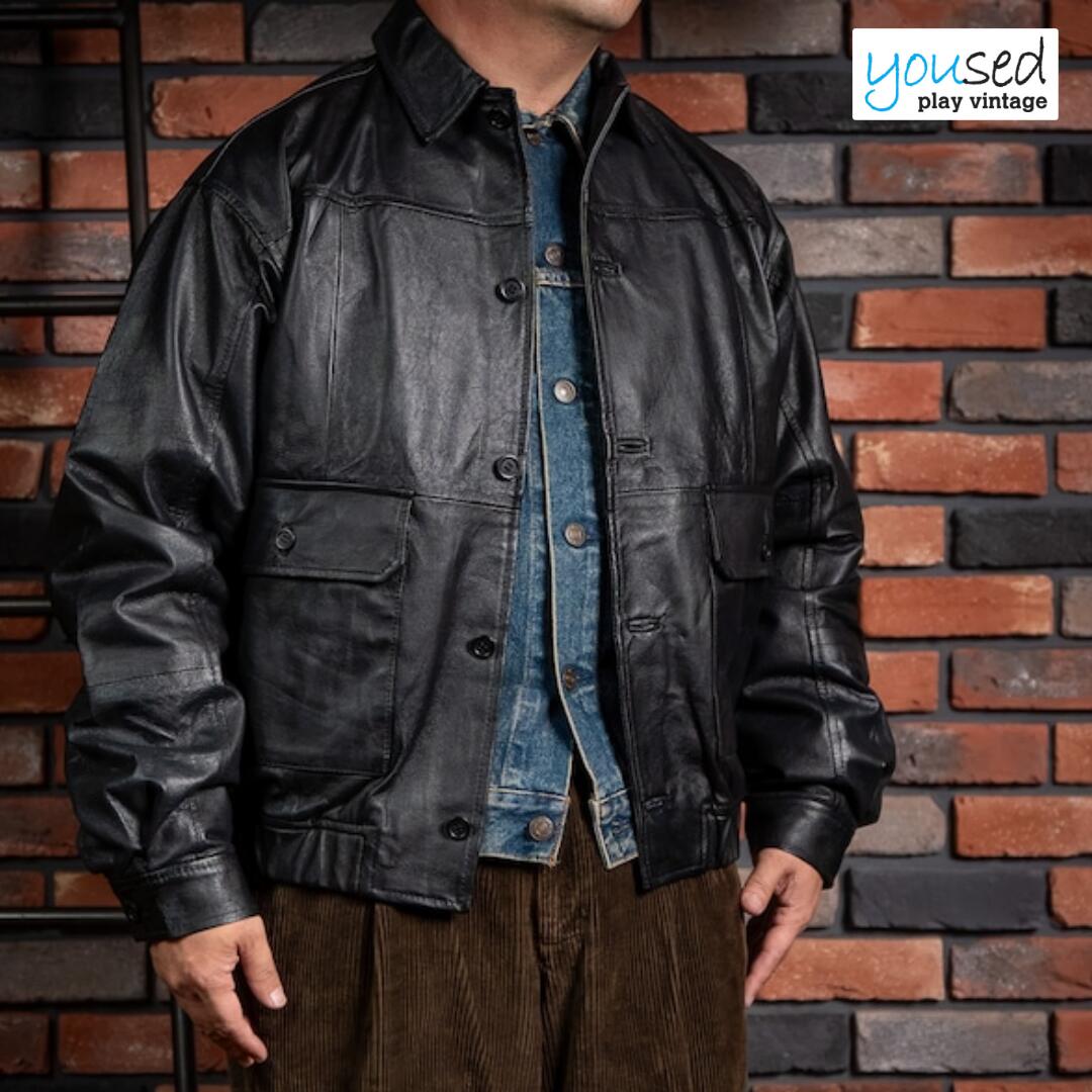 yoused リメイク FRENCH ANTIQUE LEATHER JACKET フレンチアンティークレザージャケット ヴィンテージ古着 ヴィンテージレザー 本革