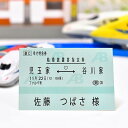 「新幹線チケット風席札」完成品オーダー（入力印刷込） 鉄道ファン・電車好きにはたまらない、まるで本物！？な新幹線チケット風の席札がご要望にお応えして新登場！ ◆ゲストもびっくり！ これってあのチケット！？ 誰もが知っている新幹線のチケット風デザイン。「えっ？本物！？」とゲストも驚き、盛り上がること間違いなし！持って帰って誰かに見せたくなりそう&#9825;心に残る結婚式になる席札です。 ◆リアルを忠実に 遊びゴコロをちりばめて リアルを忠実に、カラーやサイズにもこだわった新幹線チケット風の席札です。よく見ると…「幸せ特急券」や「結婚披露宴指定券」などあらゆる箇所が結婚式仕様に！さらに、ロゴマークはなんとお二人のイニシャル！！すみずみまでちりばめられた遊びゴコロにゲストも思わず笑顔に&#9825; ※イニシャルの文字レイアウトデザインはお任せとなります。 ◆選べる2タイプ カードor二つ折り リアルを追求した「カードタイプ」or 席札らしく二つ折りで自立もできる「二つ折りタイプ」の2タイプをご用意しています。テーブルコーデや演出方法にあわせてお選びください。 ◆オーダーならではの安心感！すべてプロにお任せ 返信ハガキがもどってきて、出席するゲストが決まる結婚式1カ月前くらいは、あれもやらなきゃ、これもやらなきゃ！と一番いそがしい時。この席札ならデータ作成から印刷まで全部おまかせできるのもうれしい！ ※こちらの商品には校正がございません。お客様から頂いた原稿のままで印刷させて頂きます。 お支払い方法 名入れ商品につき「代金引換」はお選びいただけません ご注文に際して ご注文は30部より承ります ご注文後の流れ ご注文完了後、ファルベからお届けする正式受注メールにて原稿の送付方法をご案内させていただきます。メール到着まで（通常1営業日以内にお送りします）少々お待ちください。 ご注文→原稿送付→印刷→商品発送 ［原稿送付について］ 【オーダーシートを利用する場合】 Excel形式のフォーマットをご用意しています。下記よりダウンロードしてご準備ください。原稿受け取りからの納期となりますのでご注文確定メールが届く前に原稿だけ先にご準備いただいておくとスムーズです。 《席札オーダーシートダウンロード》 【スマホから送信する場合】 メール本文にゲスト名を入力し送付ください。敬称（様、くん、ちゃん等）が必要なゲストは敬称も必ずご入力ください。 ※ローマ字での名入れをご希望の場合はリストもローマ字でご記載ください。（弊社で日本語→ローマ字への変換は行っておりません）Mr.Ms.もご記入ください。 注意事項 ※原稿到着後すぐに準備に入りますのでキャンセルをお受けすることはできません。 ※こちらの商品には校正がございません。お客様から頂いた原稿のままで印刷させて頂きます。 関連商品 特急オプション お急ぎの場合もまだ間に合う 校正オプション 文字のレイアウトを 制作前に確認 お揃いデザイン 新幹線チケット風プチギフト 鉄道駅名標風 ウェルカムボードはこちら