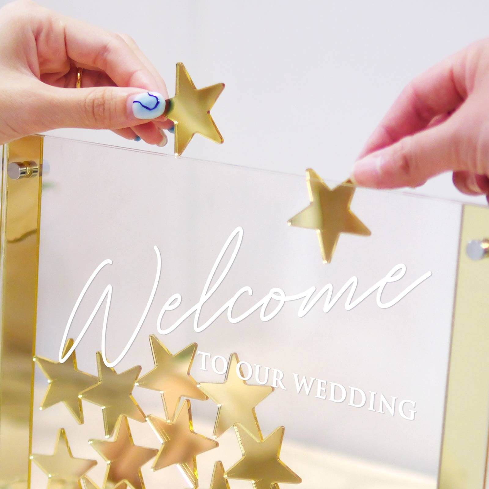 結婚証明書 アクリル アクリルミラー ゴールド ゲスト参加型 人前式 ウェルカムスペース 結婚式 プレート 結婚記念品 ウェディング 演出 承認 星ピース 星ピース スター メッセージピース ／ アクリルウェディングドロップス「ゴールドスター」ゲスト説明書付