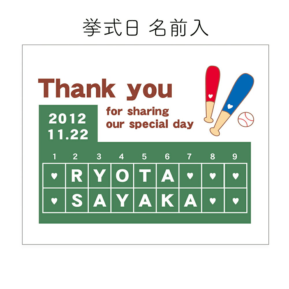 【20個入】名入れ結婚式プチギフト「野球スコアボード」紅茶／入浴剤