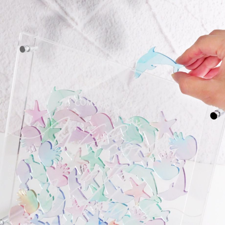 ゲスト参加 アクリル 少人数 40名 80名 結婚証明書 人前式 ウェルカムスペース フラワー ストーン 猫 キャット ドッグ 犬 アクアリウム 海 マリン 結婚記念品 ウェディング 演出 承認 ドロップス チップ／アクリルウェディングドロップス「選べるピース」ゲスト説明書付