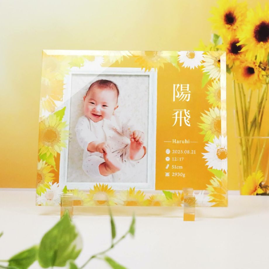 フォトフレーム 写真立て 命名書 ベビーフォトフレーム 孫誕生記念 出産メモリアルギフト 誕生記念品 お宮参り記念品 お食い初め記念品 名入れ メモリアル 出産内祝い 出産記念品 ／命名書ガラスフォトフレームプレート 2