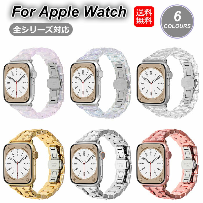 素材 : プラスチック 対応機種 ◆【対応機種】 49mm(Watch Ultra/Ultra2) 46mm(Watch Series10) 42mm(Watch Series10) 45mm(Watch Series7/8/9) 41mm(Watch Series7/8/9) 44mm(Watch Series4/5/SE/6/SE2) 40mm(Watch Series4/5/SE/6/SE2) 42mm(Watch Series1/2/3) 38mm(Watch Series1/2/3) 特徴 ◆プラスチック：プラスチックで作られるバンド、軽量と丈夫両立、肌に優しい、衝撃も傷も強いタイプです。 ◆高品質の使用感：細部まで精巧に仕上げているので手首にしなやかにフィットします。 ◆着脱スムーズ：便利な調整工具も付属されており、自分の手首サイズによって、バンドの長さ調整が可能です。 ◆おしゃれなデザイン：上質なプラスチックとステンレス製の留め金の組み合わせ、上品な感じを与えるファッションなアクセサリーです。 ※ご注意 ※端末本体（スマホ、apple watch、タブレットPC、ノートPC、キーボード、Pencil）は含まれておりません。 ※写真と実物の商品の色合いが、ご使用のPCモニター、スマートフォンの液晶により、若干異なることもございます。