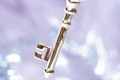 金色 クローバー 四葉のクローバー 透かし模様 鍵 キー 魔法の鍵モチーフ ファンシー レディース ペンダント ネックレス 【45cm 銀色スネークチェーン付き】の商品画像 3