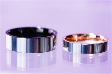 クリアキュービックジルコニア ハート型orクロス(十字架)型 埋め込み装飾 ステンレス ペアリング【ピンクゴールドorブラック】