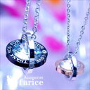 【THANK YOU FOR YOUR LOVE/愛をありがとう】メッセージ刻印入り 大粒クリアキュービックジルコニア装飾 ダブルループ・クロス型デザイン ステンレス ペアペンダント ペアネックレス【ブラックorピンクゴールド/1個売り・ペアはプレゼントBOX付き】(4)