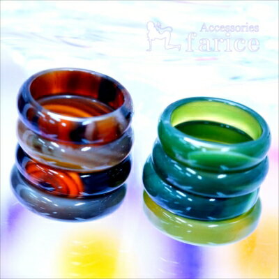 アゲート 瑠璃 メノウ シンプル 甲丸 リング 指輪 メンズ レディース 【深緑/こげ茶】