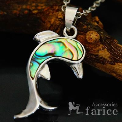 ビッグ ドルフィン イルカ ハワイアンジュエリー風 シェル 貝 アバロンシェル 虹色 マリン キラキラ 水族館 メンズ レディース 男女兼用 ネックレス レディ...