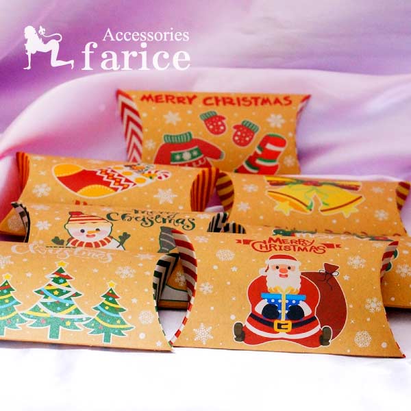 模様が選べる クリスマス ミニ ピローボックス 2枚 2個 セット プレゼント 包装 ラッピング キャンディボックス プチ 小さいプレゼント ギフト BOX 紙...