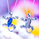 ゲッコー(ヤモリ)モチーフ オパール装飾 メンズ&レディース ハワイアンジュエリー シルバー925 ペンダント ネックレス【ブルーorホワイト】